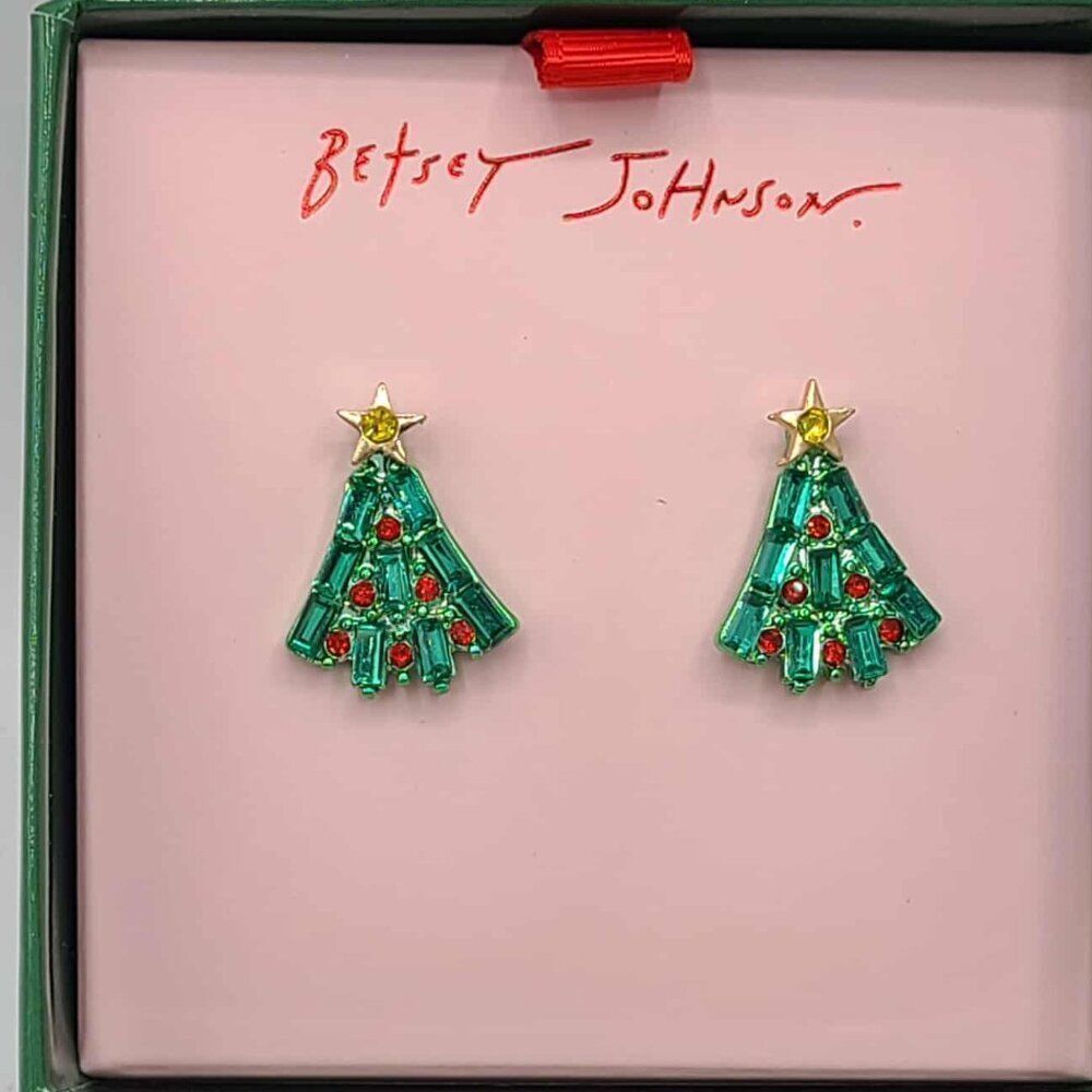 Betsey Johnson Christmas Tree Stud Earrings NWT! NEW!